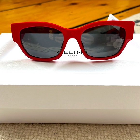 CELINE Women’s Shiny Red Monochroms Cat Eye Sunglasses—54mm - Picture 11 of 16